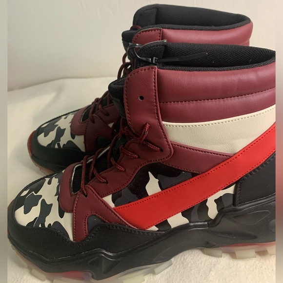 Mazino Wonderstone Sneakers Fashion Camo Sz 11 Mens High Top Burgundy 175 - Picture 7 of 15